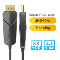Kabel Serat Optik Aktif 8K Khusus Pria-Pria 15m, Tembaga Berlapis Emas PVC, Resolusi UHD untuk 2.1 Speaker dan Mikrofon