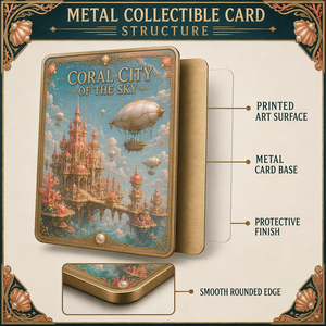 La Ciudad Coral del Cielo: Set de Colección de Tarjetas Metálicas Grabadas Premium para Coleccionistas Profesionales y Regalos de Lujo - Product Image 5
