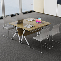 Nouvelle conception de table de réunion minimaliste en bois avec roulettes, table de formation pliable et amovible pour l'école et le bureau