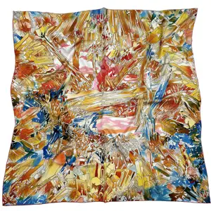 Bufanda de seda pura satinada con estampado digital para mujer grande personalizada 90*90 cm pelo cuadrado poliéster Ethicon soie bufandas señoras BB