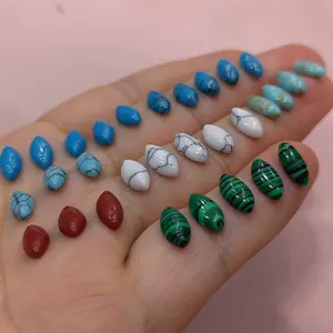 2x4 3x6 4x8 5x10mm màu xanh lá cây Malachite, trắng đỏ xanh đen hồng ngọc lam Đá Ngựa-Mắt hình dạng cabochons cho tự làm đồ trang sức làm - Product Image 1