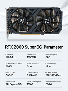 现货GeForce RTX 2060 192位PC视频卡GPU RTX 2060超级8gb GDDR6 256位8Pin台式机游戏显卡 - Product Image 2