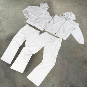 Ensemble survêtement en coton lourd à deux pièces avec fermeture éclair et motif de lettres brodées de haute qualité - Product Image 1