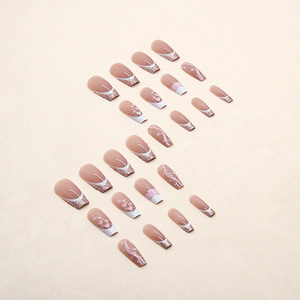 Producto al contado, 24 Uds., <span class=keywords><strong>Uñas</strong></span> <span class=keywords><strong>postizas</strong></span> hechas a mano, venta al por mayor, prensa hecha a mano en <span class=keywords><strong>uñas</strong></span>, puntas francesas con buen servicio - Product Image 3