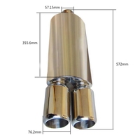 Knalpot Mobil Performa Tinggi Stainless Steel 63mm 2.5'' Ujung Knalpot Ganda