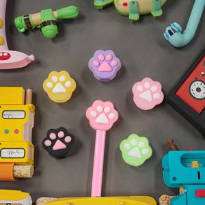 En gros, capuchons de crayon en PVC mignons en forme de chat, décorations de papeterie scolaire en gel souple personnalisées, style animal, capuchons de crayon motif cœur - Product Image 5