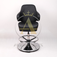 Tabouret de casino Aimier en cuir texturé noir, chaises modernes pour machines à sous, chaises de poker