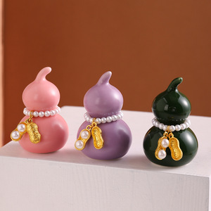 Adorno giratorio de cerámica con forma de calabaza, decoración de escritorio en miniatura para la buena fortuna, consola central del coche, atrae la riqueza - Product Image 2