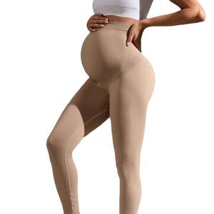 Pantalones de Yoga de Nailon y Spandex sin Costuras para Embarazo, Leggings Deportivos con Soporte Abdominal y Cintura Alta Elástica - Product Image 5