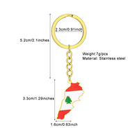 Porte-clés personnalisé en acier inoxydable émaillé avec carte du Liban, pendentif drapeau national pour souvenir, cadeau de voyage, vente en gros