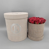 Boîtes cadeaux rondes en carton recyclé gris personnalisées pour bouquets et fleurs avec emballage de présentation en feuille d'aluminium avec logo personnalisé