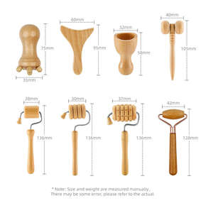 Nuevo masaje facial de ocho piezas Madero herramientas de terapia de madera drenaje linfático aire pierna masajeador rodillo enchufable masajeador de madera - Product Image 3