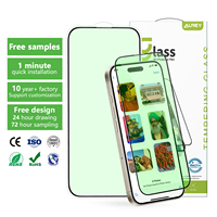 Aurey pelindung layar ponsel, kualitas tinggi 100% perlindungan UV anti-cahaya biru pelindung kaca untuk IPhone 16 15 14 13 Pro