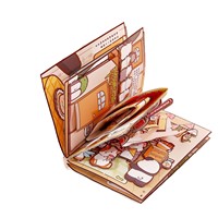 Livre en bois 3D pop-up avec pages escamotables, mécanisme interactif à rabats personnalisé, livre pour enfants or et argent, nouveauté