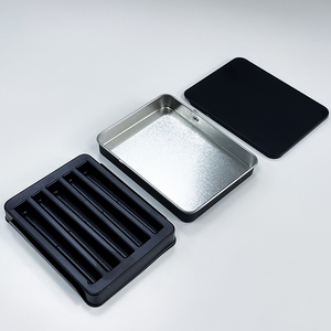 Estuche de hojalata rectangular personalizado con tapa deslizante a prueba de niños, paquete de 5 conos de papel enrollado de PP para promoción de gomitas, dulces y mentas. - Product Image 5