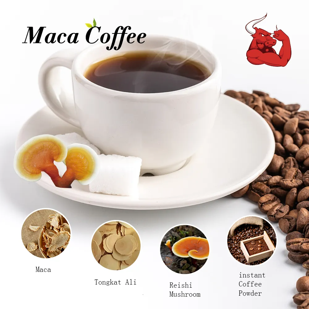 Maca Coffee OEM Man Power Tongkat Ali Coffee Healthy Herbal For Men Energy Instant Coffee Herbs Flavor