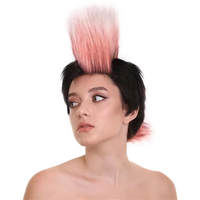 Perruque Mohawk rose intégrale HLC ODM Troll Rock Star, perruques de fête d'Halloween, accessoires de costume, mode unisexe, perruques de performance