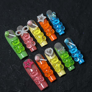 Uñas acrílicas artificiales largas, cuadradas y de cobertura completa al por mayor, personalizables, uñas postizas de lujo hechas a mano de alta calidad. - Product Image 2