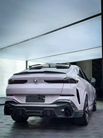 Kit carrosserie aérodynamique en fibre de carbone style LD pour l'extérieur de l'auto, comprenant un séparateur avant, des extensions latérales et un becquet arrière, compatible avec BMW X6 G06 2019+