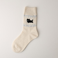 Drôle de dessin animé Animal femmes chaussettes moyen tube coton coloré chien chat motifs équipage chaussettes chaussettes douces