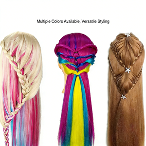 Cabeza <span class=keywords><strong>de</strong></span> Maniquí Sintética Resistente al Calor - Estilo Yaki para Prácticas <span class=keywords><strong>de</strong></span> Peluquería, Trenzado y Cosmetología - Product Image 4