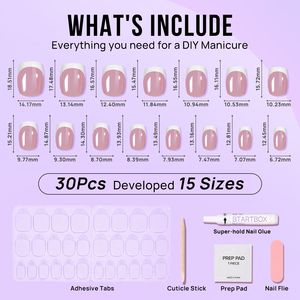 BTArbox Court Carré <span class=keywords><strong>Faux</strong></span> <span class=keywords><strong>Faux</strong></span> Ongles Avec Colle En Gros Gel Doux À La Main Acrylique <span class=keywords><strong>Mat</strong></span> Finition French Tip Press On Nails Kit - Product Image 6