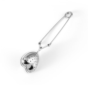 Thép Không Gỉ 18/8 Thiết Kế Mới Vỏ Trái Tim Mạ Vàng Kim Loại Rời Hình Lá Trà Bóng Lọc Trà Có Tay Cầm - Product Image 3