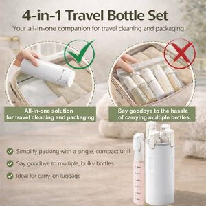 <span class=keywords><strong>Kit</strong></span> <span class=keywords><strong>de</strong></span> toilette <span class=keywords><strong>de</strong></span> <span class=keywords><strong>voyage</strong></span> blanc 4-en-1 avec étui, 4 flacons pompe anti-fuite <span class=keywords><strong>de</strong></span> 30 ml, distributeurs <span class=keywords><strong>de</strong></span> liquide rechargeables, logo personnalisé disponible - Product Image 3