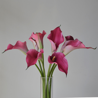 Lys Calla artificiels en PU faits à la main de haute qualité, grand format, toucher réel, fleurs blanches et violettes pour la décoration de mariage, de maison et de fête