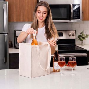 Bolsa de Compras Personalizada con Logotipo Navideño, Sublimación, Negra, Blanca Natural, Bolsa de Lona para Vino Tinto, con Bolsillo para 6 Botellas - Product Image 5
