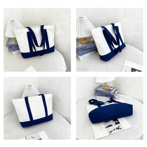 Factory Custom Logo Printed Blank Reusable Grocery Promotional <strong>Bags</strong> Plain <strong>Medium</strong> Cotton Canvas Shopping Tote <strong>Bag</strong> With Pocket - Product Image 5