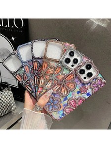 เคสโทรศัพท์เคลือบเงาหรูหราประดับเพชรและดอกไม้ สำหรับ iPhone 11 12 13 14 15 16 17 18 Pro Max ป้องกันแรงกระแทก - Product Image 1