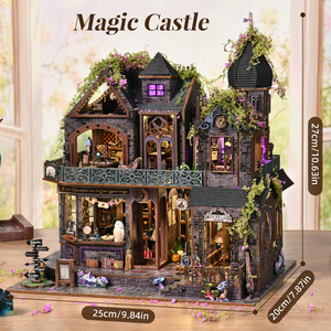 Kit <span class=keywords><strong>de</strong></span> construction <span class=keywords><strong>de</strong></span> maison miniature en bois 3D Magic Castle Book Nook avec lumière LED, décoration <span class=keywords><strong>de</strong></span> bibliothèque, cadeaux mystère et fantastiques - Product Image 5
