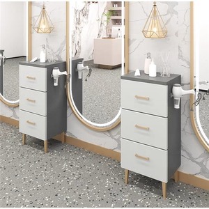 Meuble de Salon Professionnel avec 3 Tiroirs, Poste de Coiffure Moderne avec Support pour Sèche-Cheveux, Ensemble de Mobilier de Salon de Beauté - Product Image 2