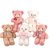 Peluche ours en peluche mignon en forme de cœur à câliner avec rembourrage en coton PP - Cadeau idéal pour la Saint-Valentin et les anniversaires pour adolescents et adultes