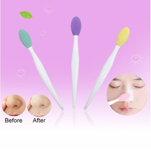 แปรงขัดริมฝีปาก แปรงทำความสะอาดจมูก ซิลิโคนนุ่มสองด้าน อุปกรณ์ขัดริมฝีปากและแปรงกำจัดสิวเสี้ยนที่จมูก - Product Image 6