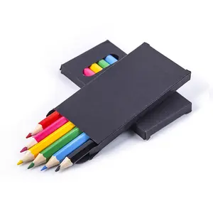 3,5 "Farb stifte Set Kinder Holz Farb stift Set Werbe 6 Farb stift Set mit Black Box Zeichnung