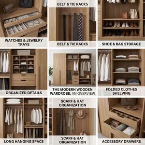 Armoire Moderne avec Tiroirs, Cintres et Serrures - Personnalisable pour Appartement et Bureau à Domicile - Meuble <span class=keywords><strong>de</strong></span> Rangement pour Chambre - Product Image 5
