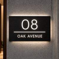 Plaque de porte extérieure en acier inoxydable étanche avec éclairage LED, pour maison, appartement, hôtel, bar