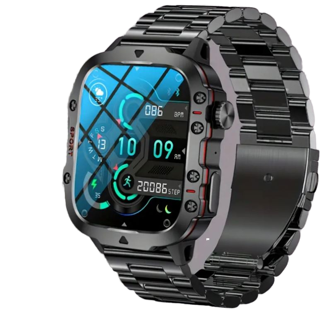 New Rugged Unisex Smart Watch Wireless Call IP68 Waterproof Sport Fitness AI Voice Outdoor 100+ Sports Modes Android Answer Call