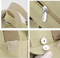 Sac fourre-tout en toile OEM de petite taille avec fermeture éclair, sac à bandoulière multi-poches en toile, sac à main à poignée supérieure
