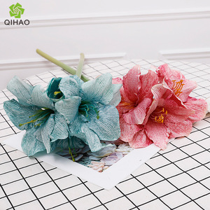QIHAO <b>Artificial</b> Clivia Velvet Fabric 4 Heads High Simulation Silk <b>Flower</b> Decorative Home Wedding Props - Product Image 5