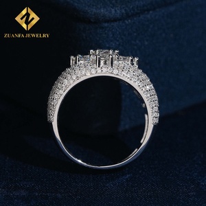 Anillo de banda ancha con diamantes de imitación ZUANFA JEWELRY, estilo hip hop, completamente cubierto de diamantes, plata 925, moissanita, brillante, para fiestas - Product Image 5