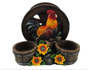 Gallo con ruota del carro Farm Barrel e girasoli tovagliolo sale e pepe Shaker Holder Home Decor accessorio da cucina da pranzo - Product Image 2