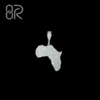 Point Map VVS Moissanite pendentif diamant vente en gros argent 925 glacé carte de l'afrique bijoux Hip Hop pour hommes
