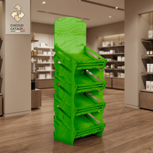 Espositore in legno verde produzione EUROSUD Made in Italy betulla altezza 190 cm per negozi e supermercati - Product Image 3