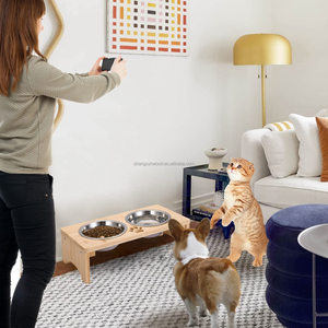 Pet Feeder Elevated Waterproof <strong>Wooden</strong> Inox <strong>Dog</strong> <strong>Bowl</strong> Stainless Steel Pet <strong>Dog</strong> Feeding <strong>Dog</strong> Food <strong>Bowl</strong> High Non Slip <strong>Wooden</strong> <strong>Stand</strong> - Product Image 2