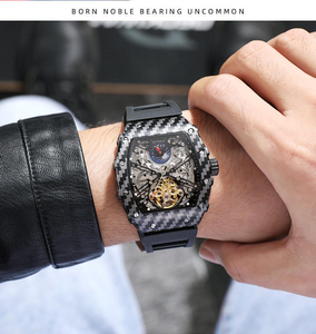 Carbon Fiber Style <b>Skeleton</b> Fashion Luxury Men Tourbillon <b>Automatic</b> Mechanical Wrist <b>Watch</b> - Product Image 3
