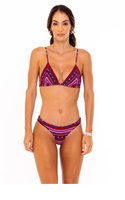 Ensemble de maillot de bain bikini coquin à col en V, rayures triangulaires, broderie et cordon de serrage, nouveau design, vente en gros, OEM