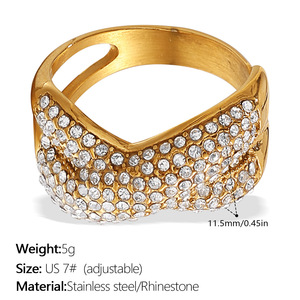 Anillo apilable de varias capas chapado en oro de 18k con diamantes de imitación, no se decolora, joyería para dedo de mujer - Product Image 6
